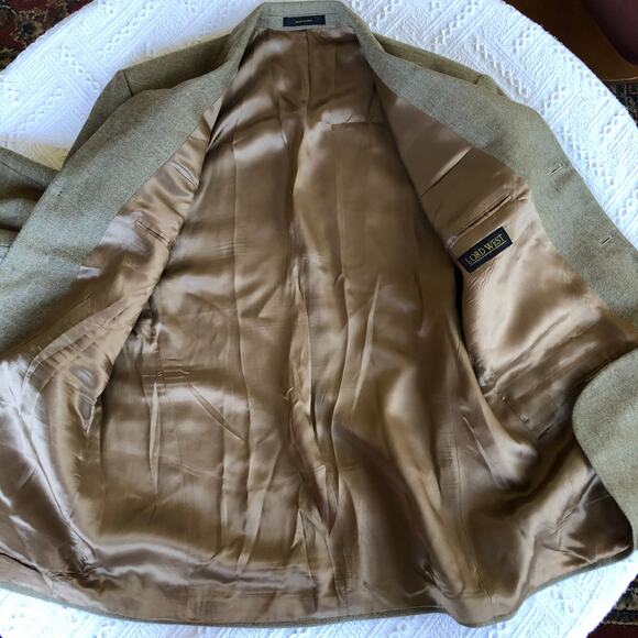 Vintage 90s Lord West Lambswool Sport Coat 42R Brown Tweed Blazer Made in Israel - Picture 8 of 13